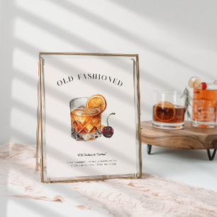 Poster Cocktail ancien Menu Boisson Anniversaire