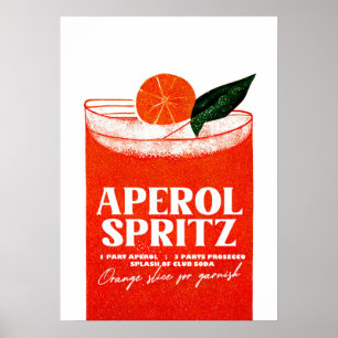 Poster Cocktail Aperol Spritz Gros verre orange