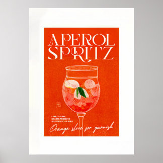 Poster Cocktail Aperol Spritz Gros verre orange