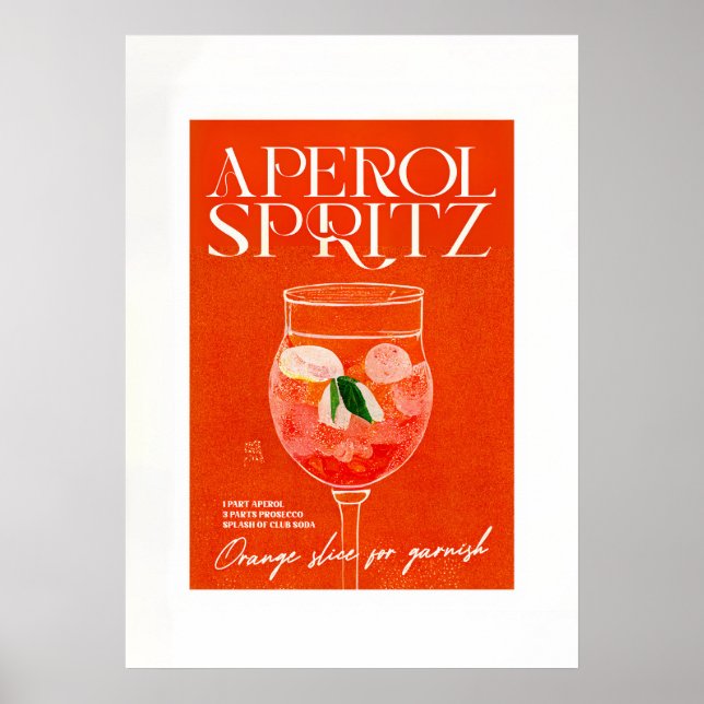 Poster Cocktail Aperol Spritz Gros verre orange (Devant)