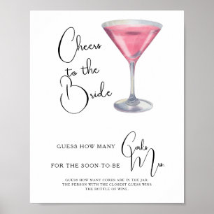 Poster Cocktail aquarelle enterrement de vie de jeune fil