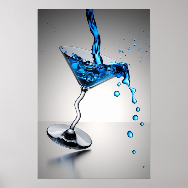 Poster cocktail bleu (Devant)