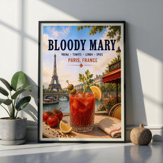Poster Cocktail Bloody Mary Café Parisien Bistrot Françai