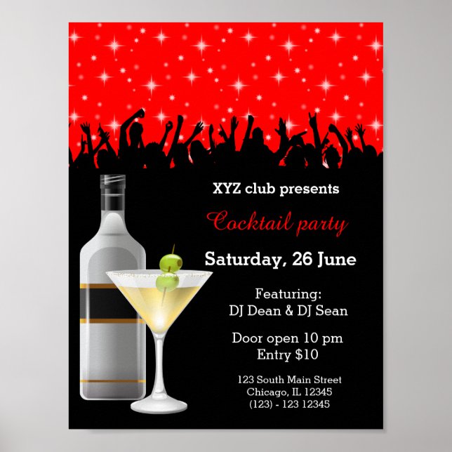 Poster Cocktail * choisir la couleur arrière - plan (Devant)