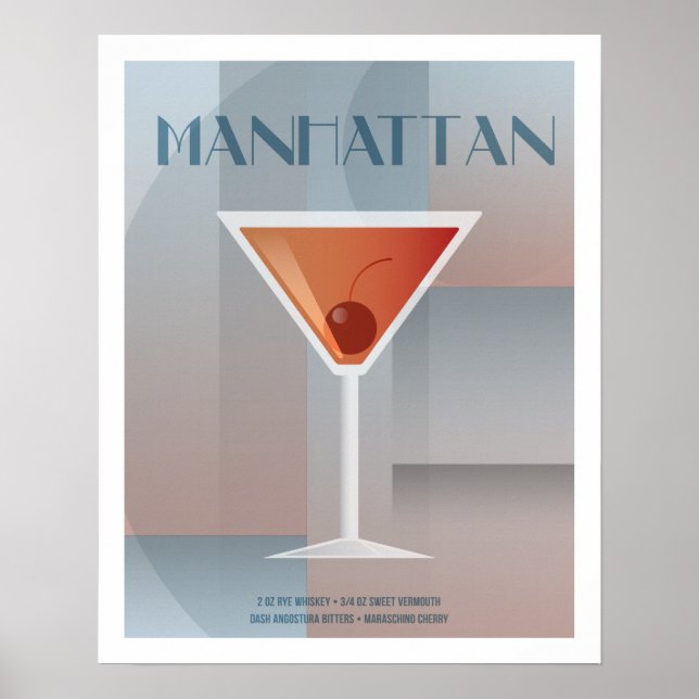 Poster Cocktail classique de Manhattan (Devant)