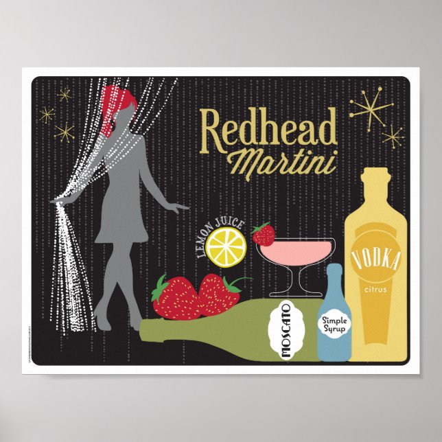 Poster Cocktail de fraises Redhead Martini (Devant)