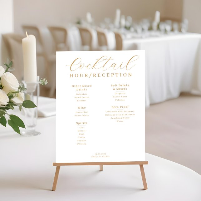Poster Cocktail Hour Réception Menu Boisson (Cocktail Hour Reception Drink Menu Poster)