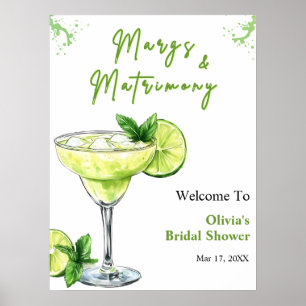 Poster Cocktail Margs et Noces de Mariée Bienvenue