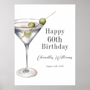 Poster Cocktail Martini Joyeux 60e Anniversaire