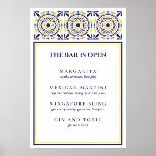 Poster Cocktail Signature Carrelage Jaune Marine Espagnol