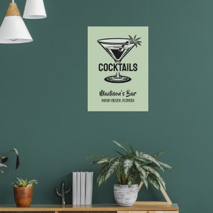 Poster Cocktail texte personnalisé