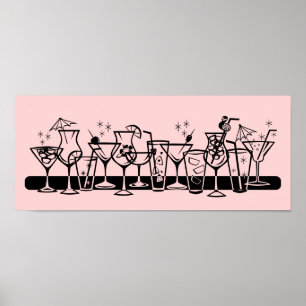 Poster Cocktails atomiques en rose