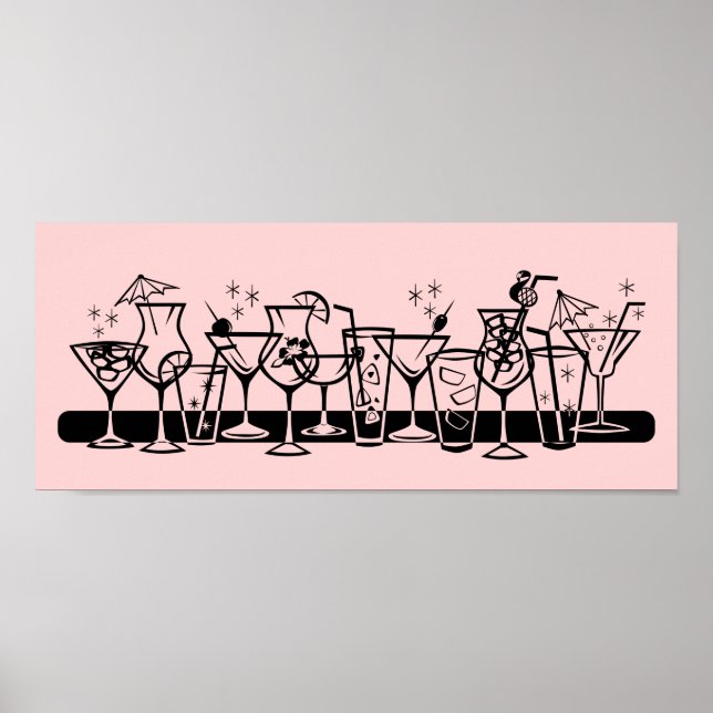 Poster Cocktails atomiques en rose (Devant)