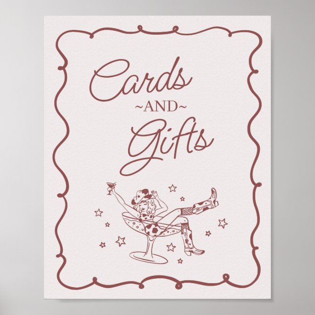 Poster Cocktails Bourgogne Cowgirls Rodeo Cards & Cadeaux (Devant)