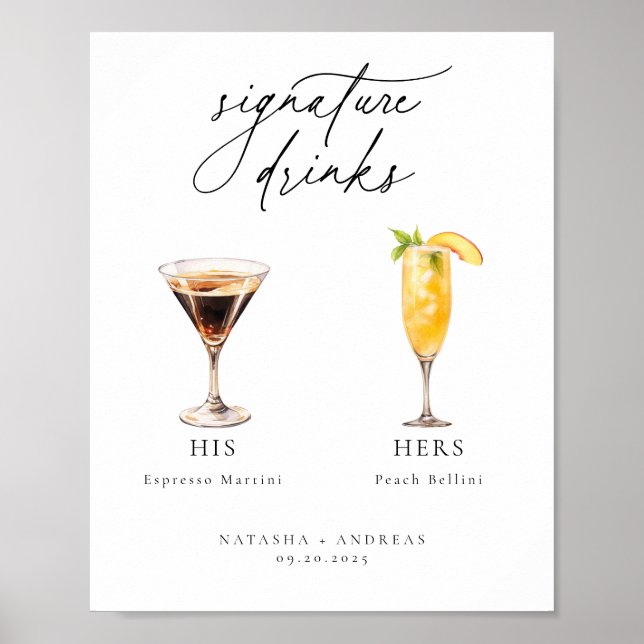 Poster Cocktails contemporains Signature Boissons (Devant)