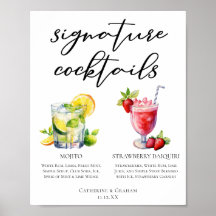 Cocktails cubains Mojito Strawberry Daiquiri Menu