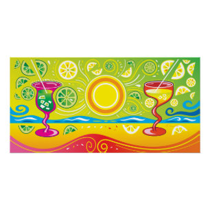 Poster Cocktails de plage au citron et au lime