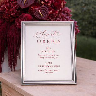 Poster Cocktails de signature de mariage à la crème et au