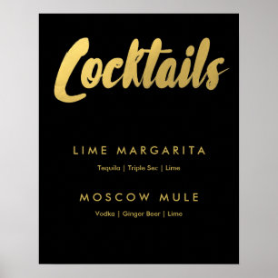 Poster Cocktails menu or glam sign   couleur modifiable