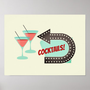 Poster Cocktails Retro Moderne Home Bar