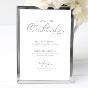 Poster Cocktails Signature Feuille d'Or Mariage Signature