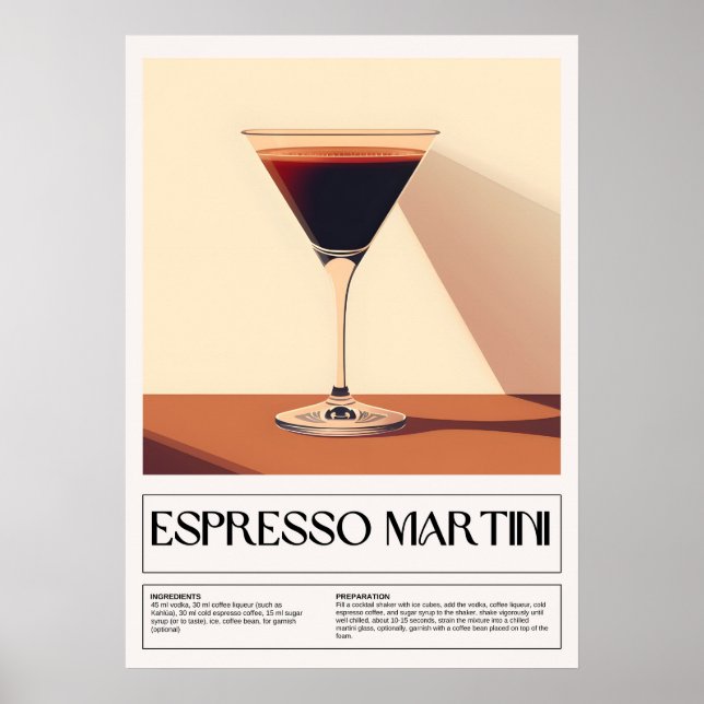 Poster Cocktails vintages : Espresso Martini (Devant)