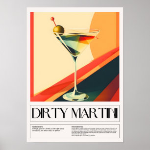 Poster Cocktails vintages : Martini salé