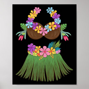 Poster Coco Bra Lei Fleurs Gr Jupe Hula Party Hallow