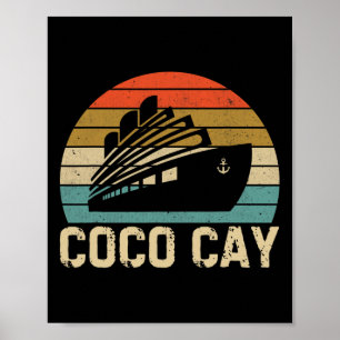 Poster Coco Cay Byhamas Souvenirs Vintage Rétro