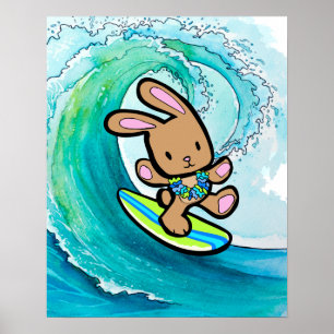 Poster Coco le Mur de lapin de surf hawaïen suspendu