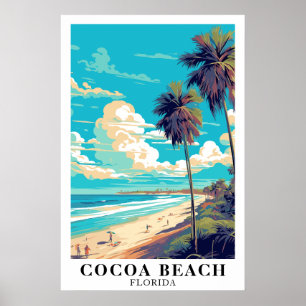 Poster Cocoa Beach Floride Art de Voyage Vintage
