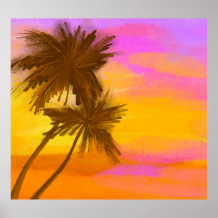 Poster Cocotier, thème tropical d'été.