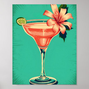 Poster Coctail Margarita, rétro, couleur douce de la post