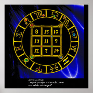 Poster CODE ASTRAL, CARRÉ MAGIQUE 33 Zodiac Astrology Cha