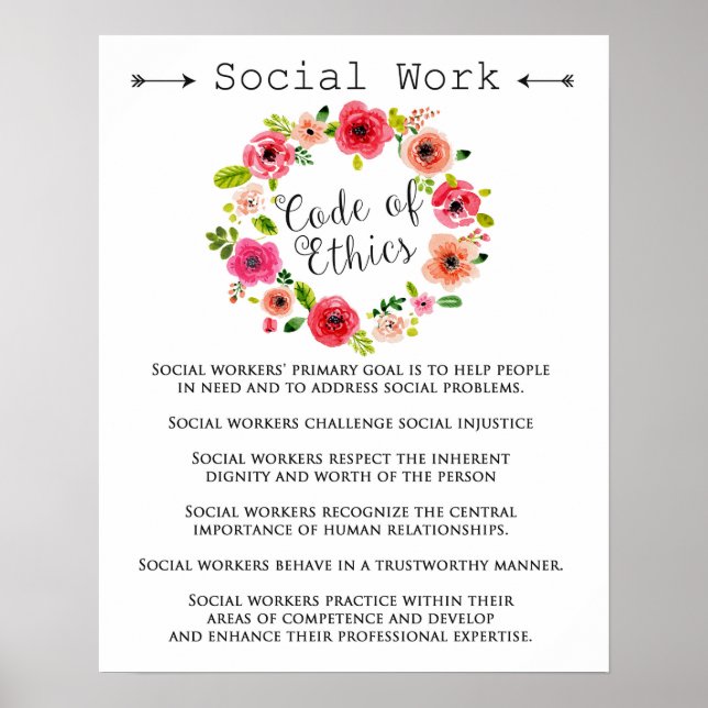 Poster Code de déontologie des travailleurs sociaux art i (Devant)
