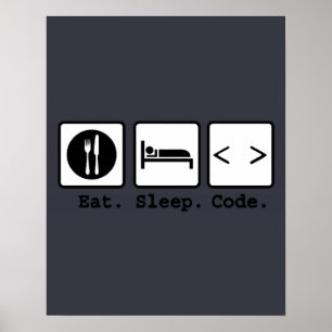 Poster code de sommeil manger Nerd