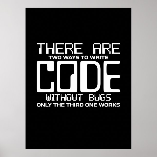Poster Code Écriture Programmer sans bogues (Devant)