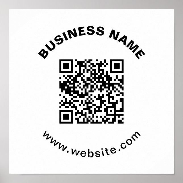 Poster Code QR avec nom d'entreprise Texte circulaire gra (Devant)