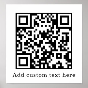 Poster Code QR blanc personnalisé Affichage de texte mi