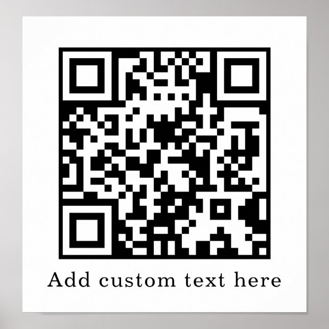 Poster Code QR blanc personnalisé | Affichage de texte mi (Devant)