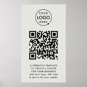 Poster Code QR Business Logo Professionnel Simple Grey