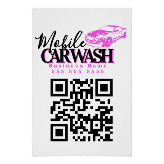Poster Code QR de l'entreprise de lavage de voiture mobil