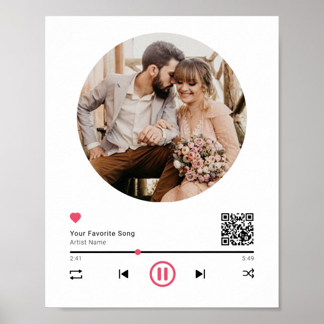 Poster Code QR de musique de mariage Photo d'anniversaire (Devant)