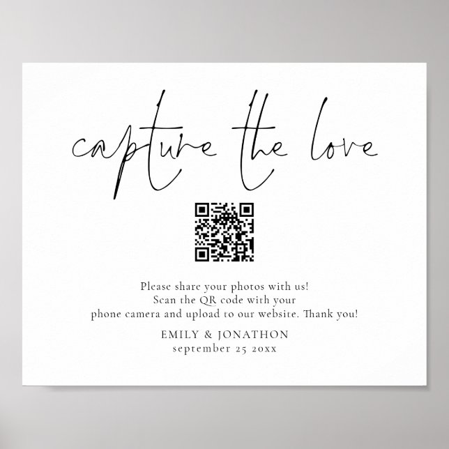 Poster Code QR de panneau de photo de mariage Capturer l' (Devant)