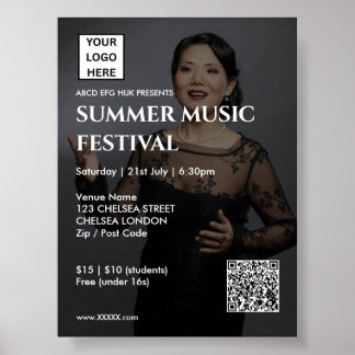 Poster Code QR et logo du festival de musique d'été