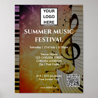 Poster Code QR et logo du festival de musique d'été