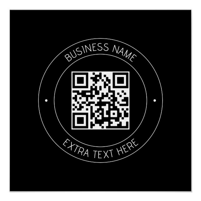 Poster Code QR et texte modifiable | Noir et blanc (Devant)