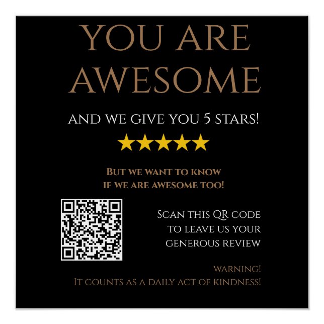Poster Code QR personnalisé or noir laisser un commentair (Devant)