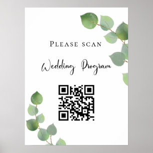Poster Code QR programme de mariage eucalyptus verdure