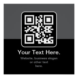 Poster Code QR scannable moderne Noir Gris & Blanc